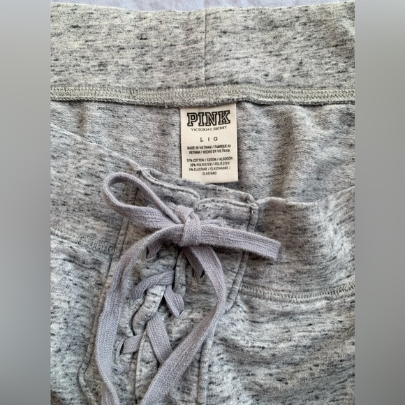 PINK Victorias Secret Pink Relaxed Jogger Logo Pants | Heather Gray | large - Picture 3 of 5